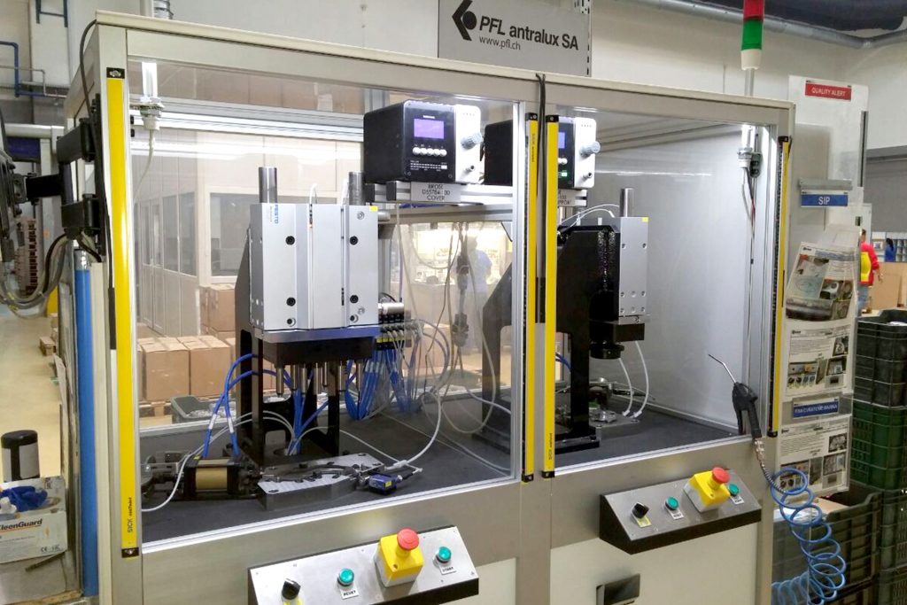 Leak test station in production environment