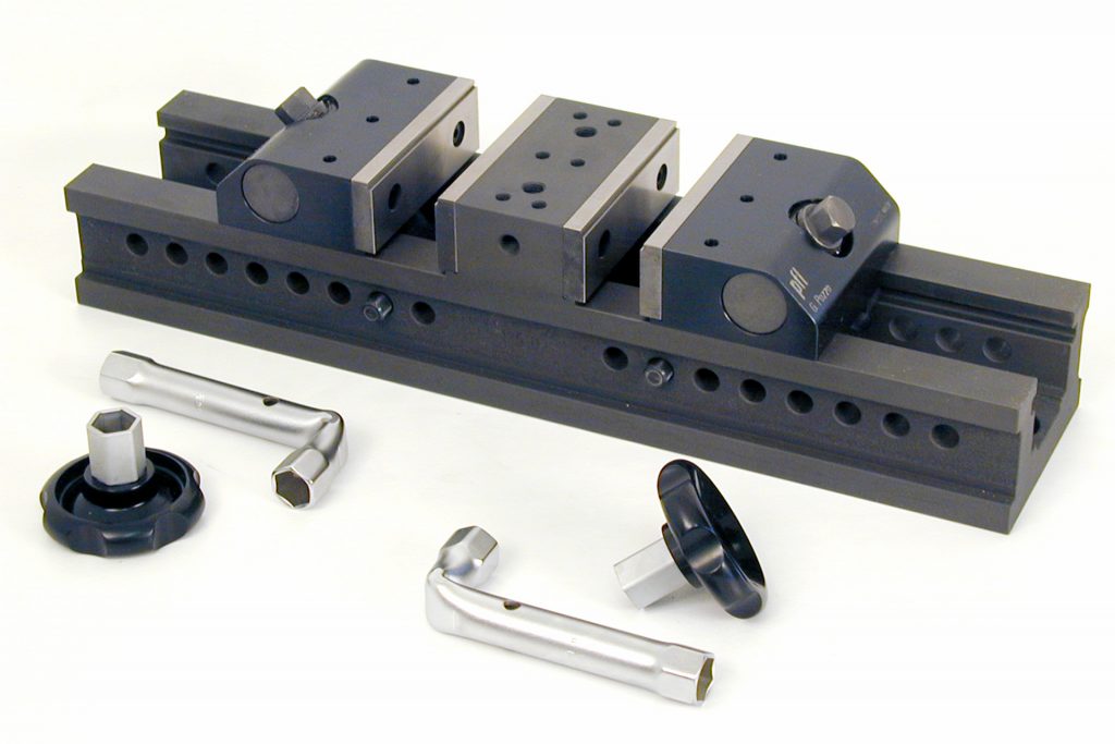 PFL precision machine vice close-up showing ground surfaces and clamping mechanism